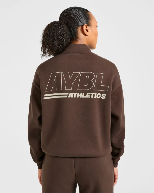 Athletics Track Oversized 1/4 Zip Pullover - Brown/Sand made by AYBL