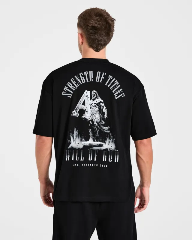 Strength Of Titans Oversized T Shirt - Black made by AYBL