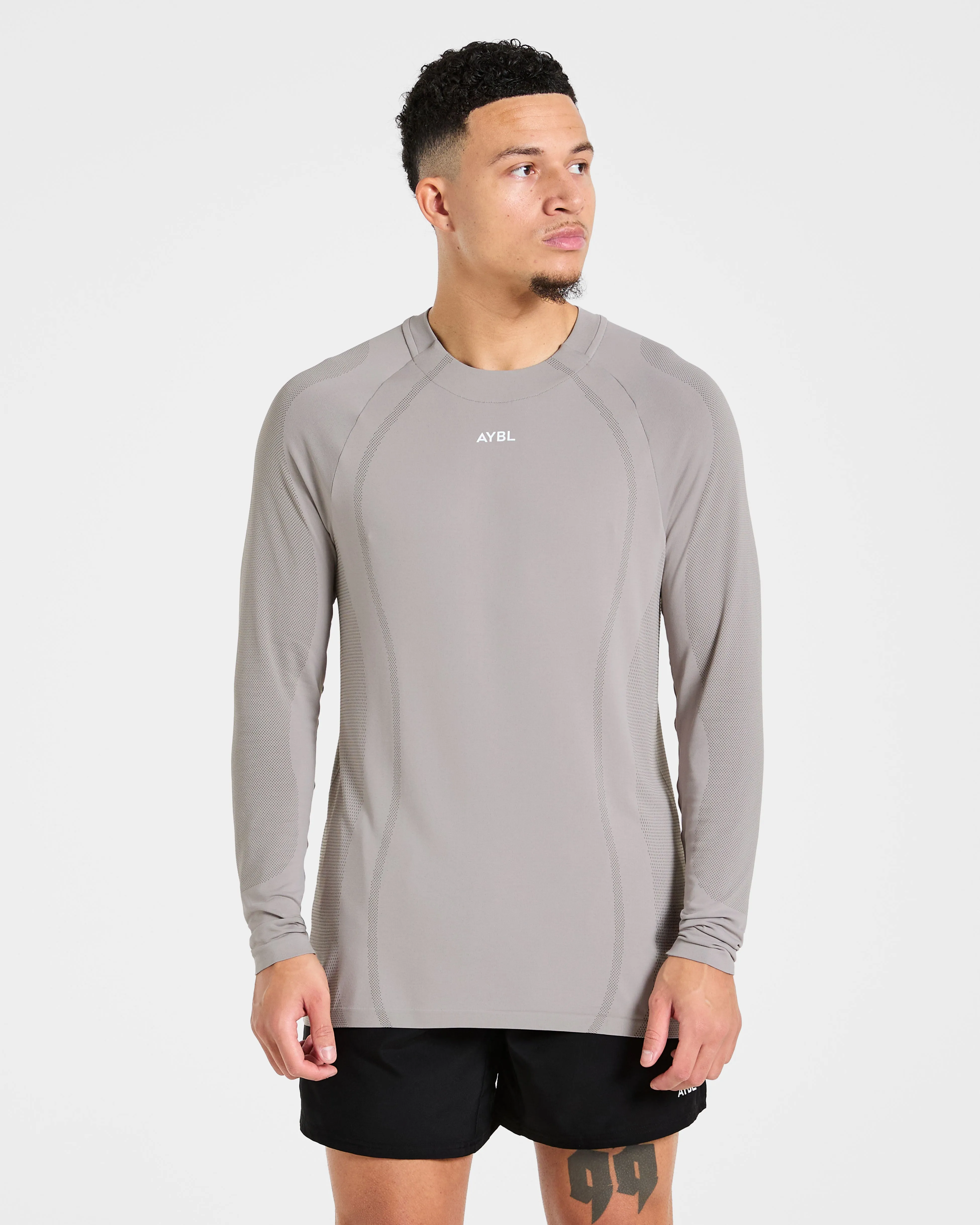 Attain Seamless Long Sleeve T Shirt - Woodland Fog sold by AYBL