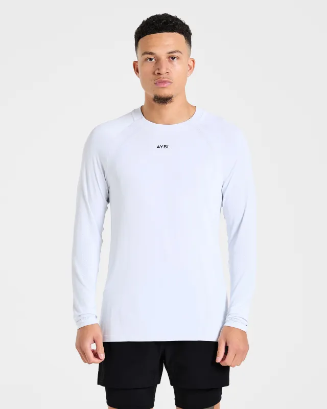 Attain Seamless Long Sleeve T Shirt - Storm White sold by AYBL