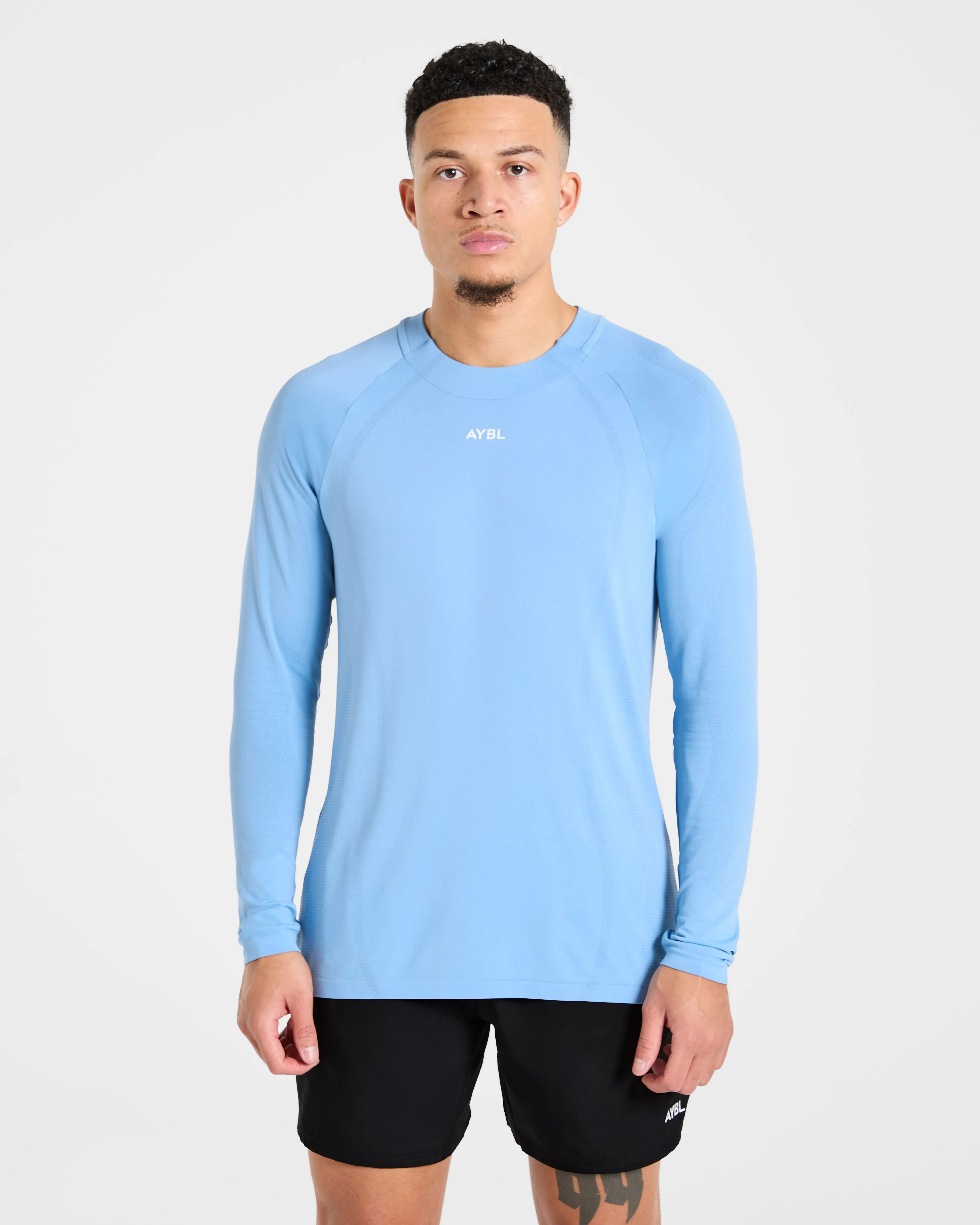 Attain Seamless Long Sleeve T Shirt - Sports Blue sold by AYBL