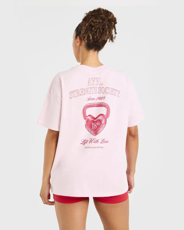 AYBL Lift Love Oversized T Shirt - Iced Pink made by AYBL