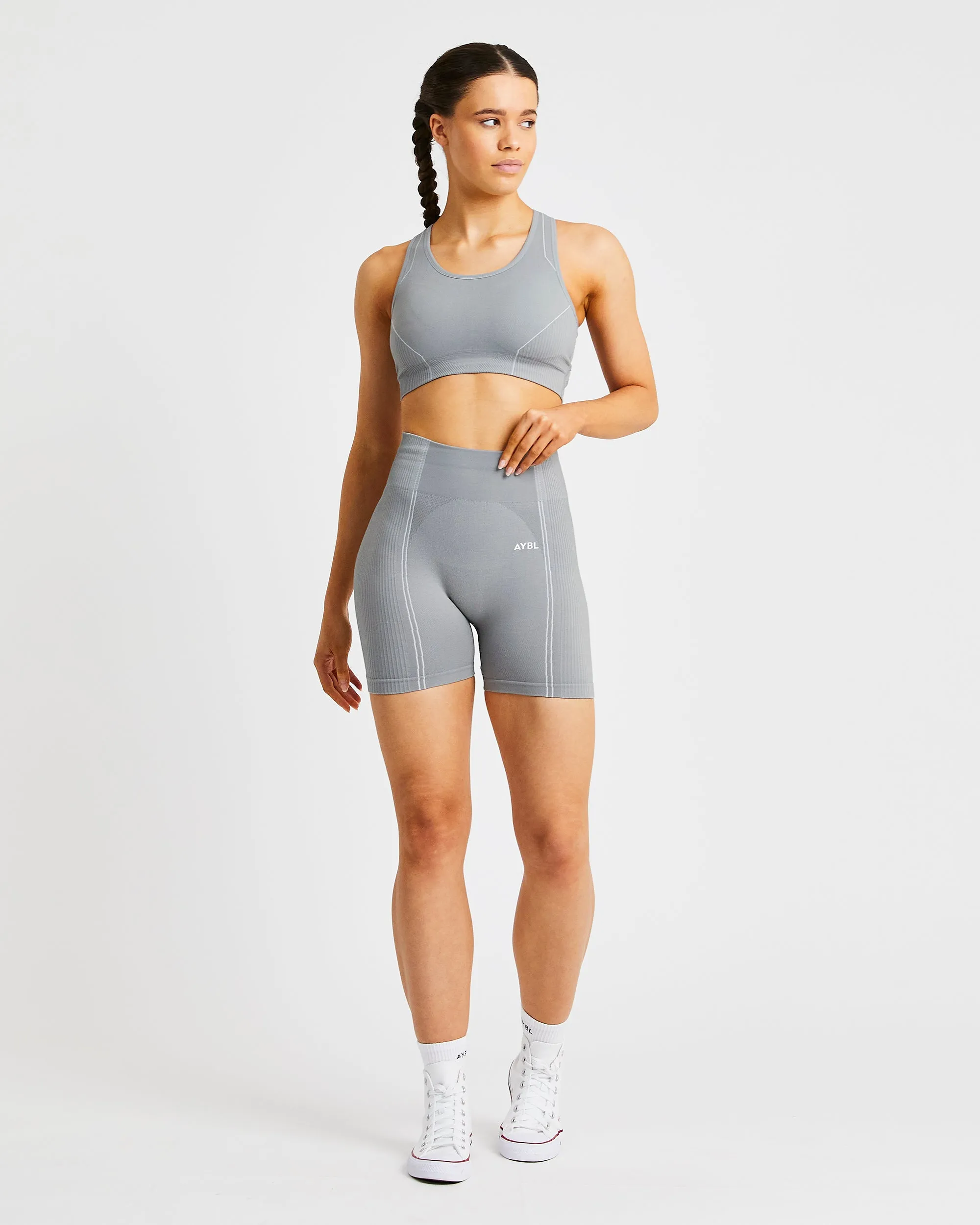 Reflex Seamless Sports Bra - Grey sold by AYBL product image thumbnail 3