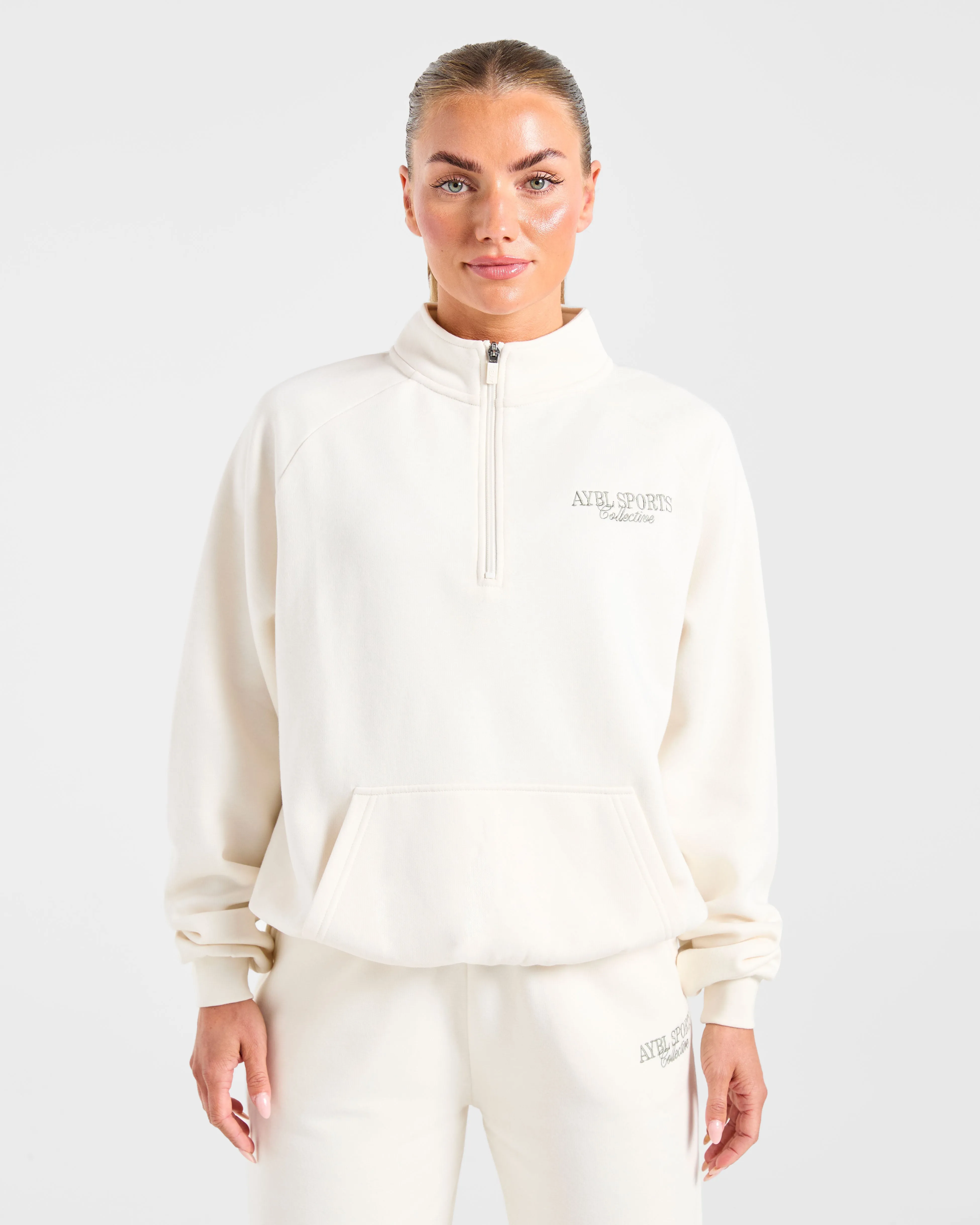 Sports Collective Oversized 1/4 Zip Pullover - Off White/Green sold by AYBL product image thumbnail 2