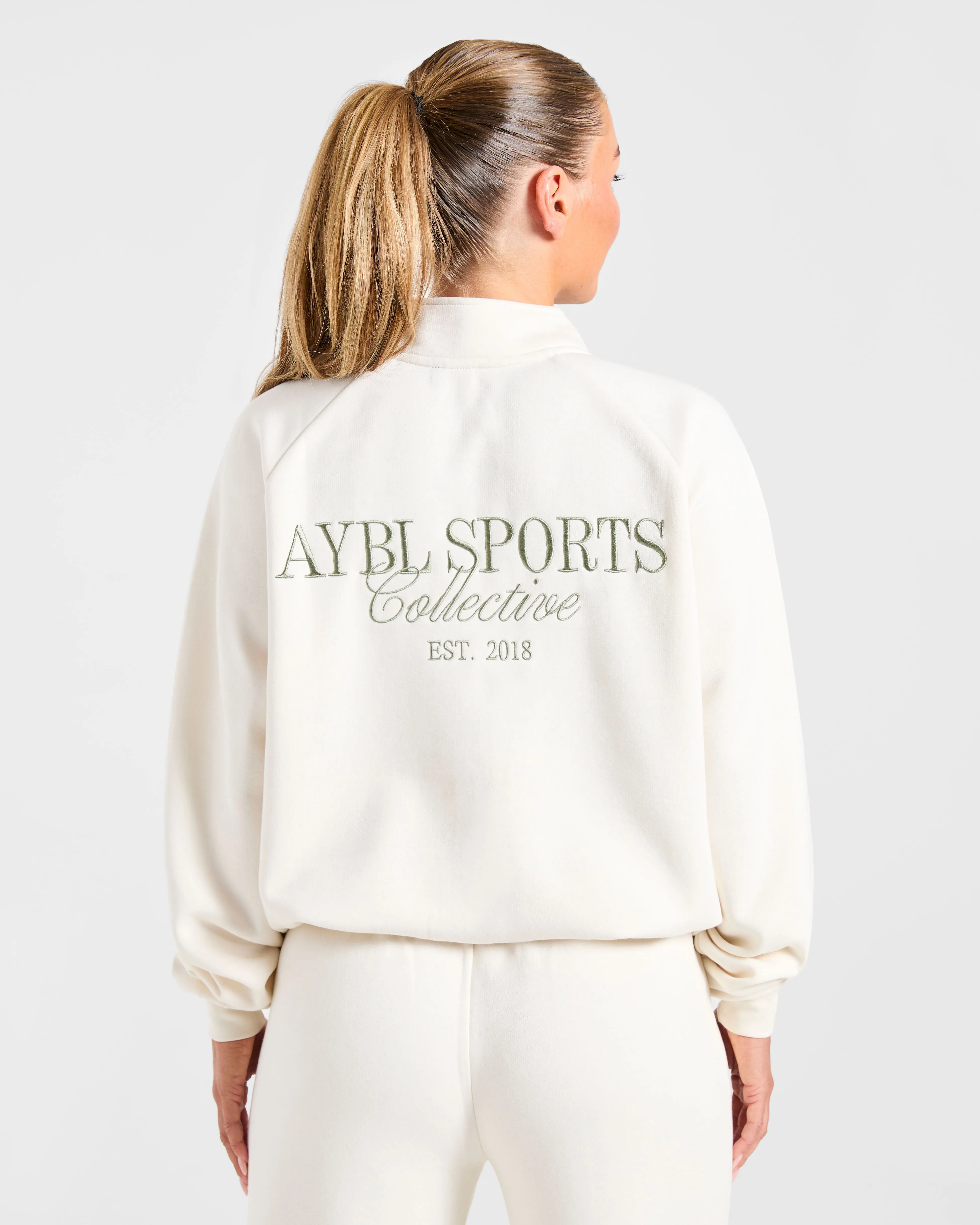 Sports Collective Oversized 1/4 Zip Pullover - Off White/Green sold by AYBL