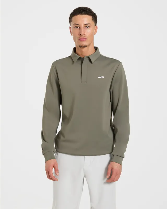 Precision Longsleeve Collared Pullover - Deep Sage made by AYBL