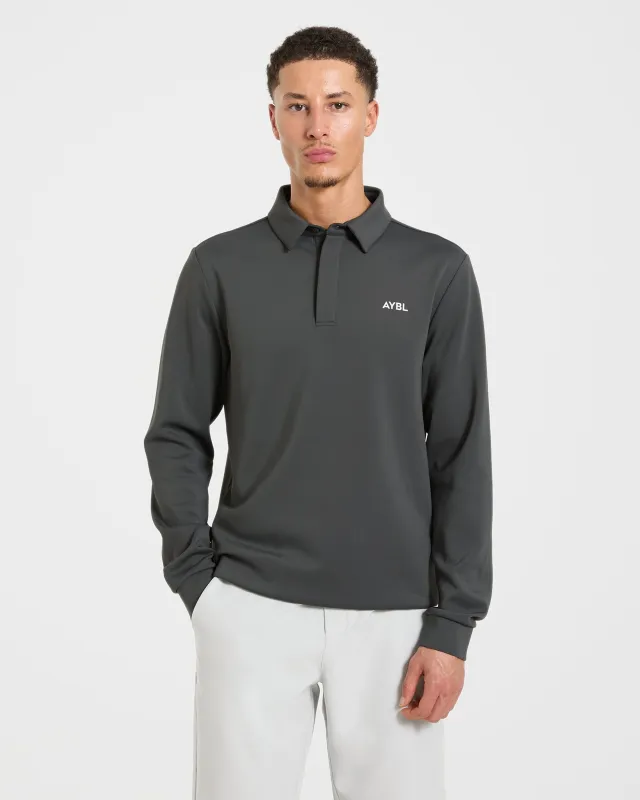 Precision Longsleeve Collared Pullover - Charcoal made by AYBL