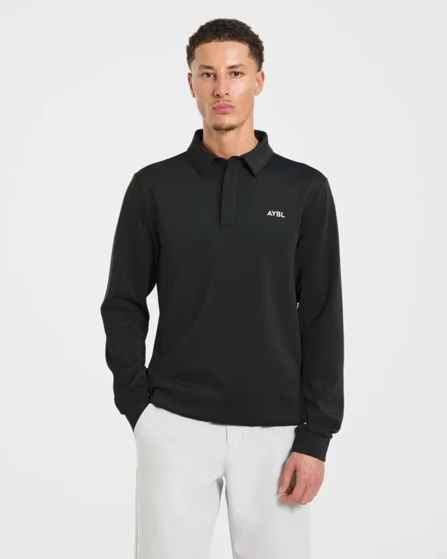 Precision Longsleeve Collared Pullover - Black made by AYBL