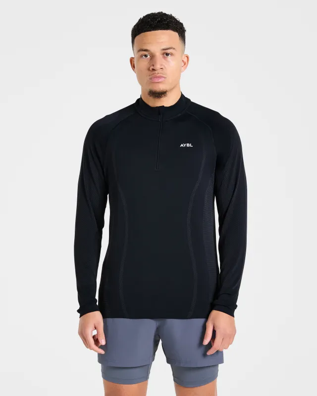Attain Seamless 1/2 Zip Pullover - Black made by AYBL
