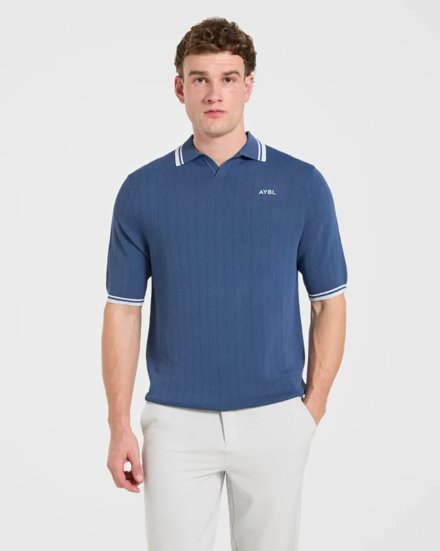 Classic Knitted Polo - Muted Blue made by AYBL