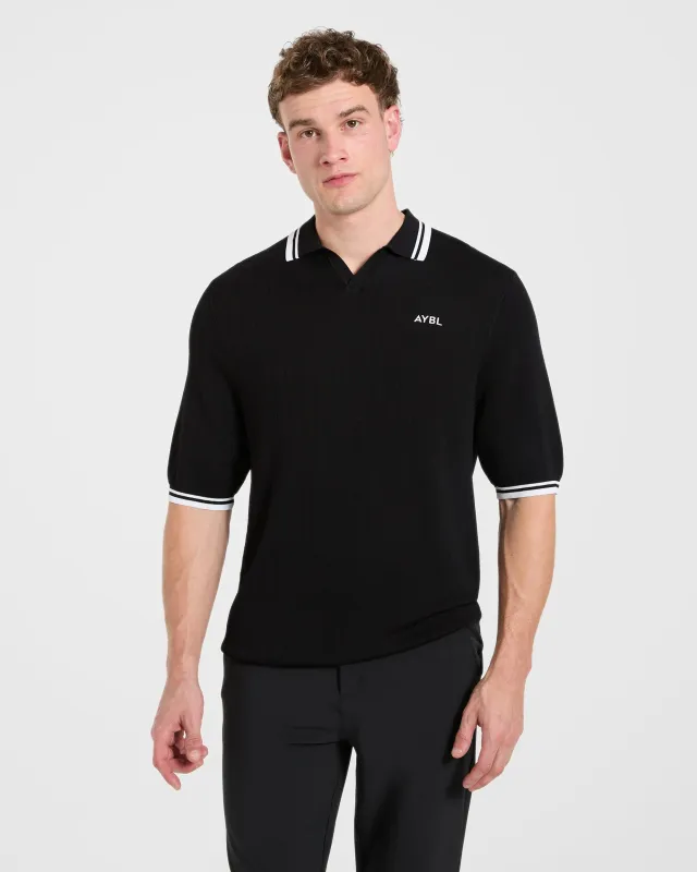 Classic Knitted Polo - Black made by AYBL