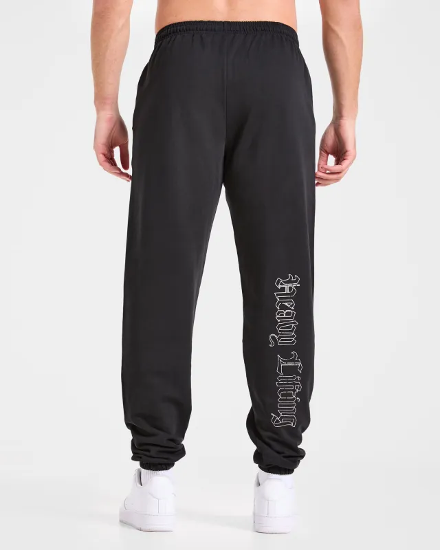 Heavy Lifting Gothic Oversized Joggers - Black/Off White made by AYBL