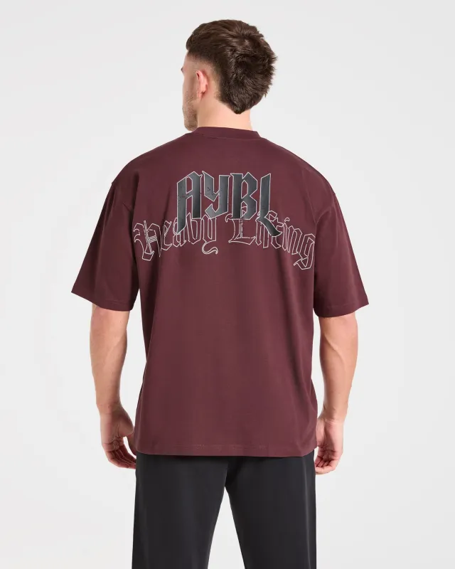Heavy Lifting Gothic Oversized T Shirt - Dusty Plum/Black made by AYBL
