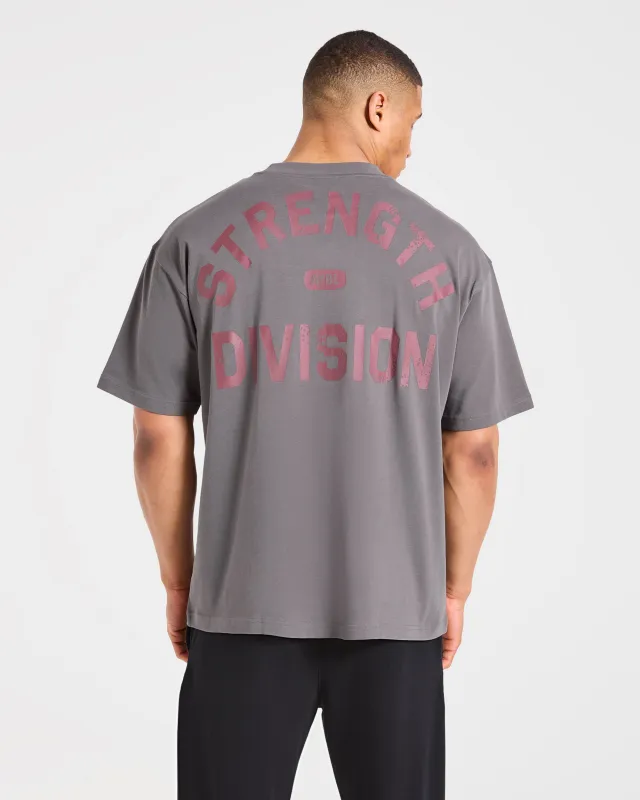 Strength Division Oversized T Shirt - Charcoal/Red made by AYBL