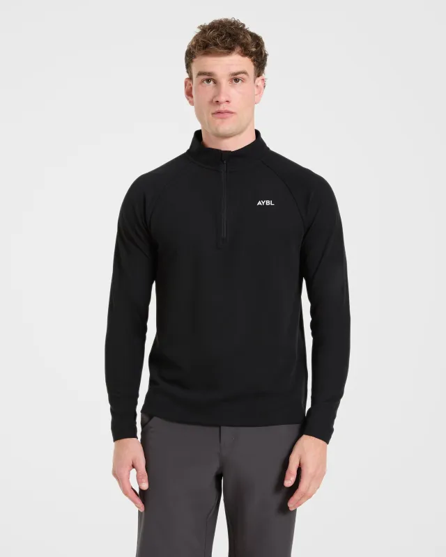 Precision Hybrid 1/4 Zip Pullover - Black made by AYBL
