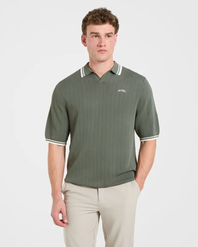 Classic Knitted Polo - Hillside Green made by AYBL