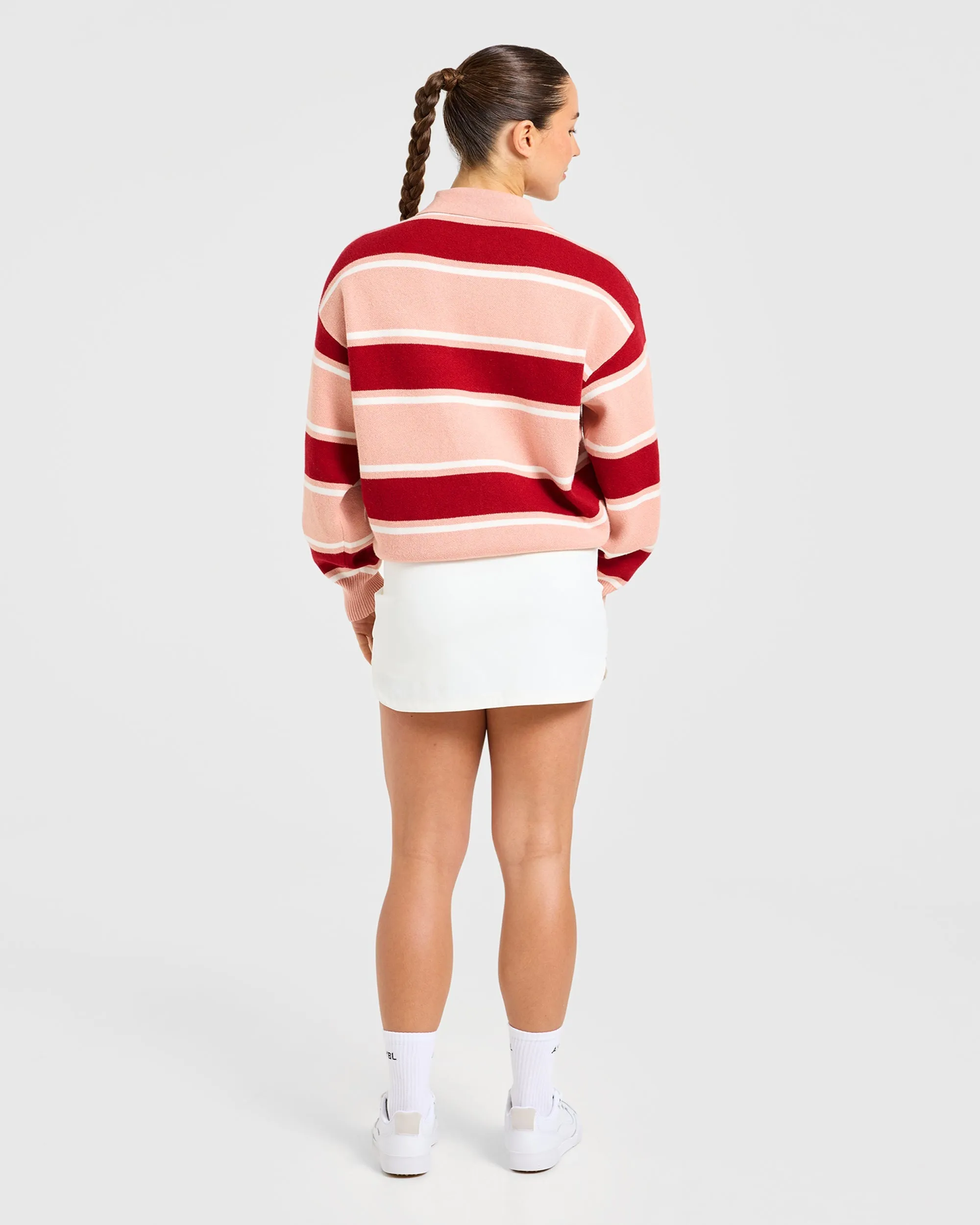Signature Relaxed Knitted Polo - Burgundy/Pink sold by AYBL product image thumbnail 4