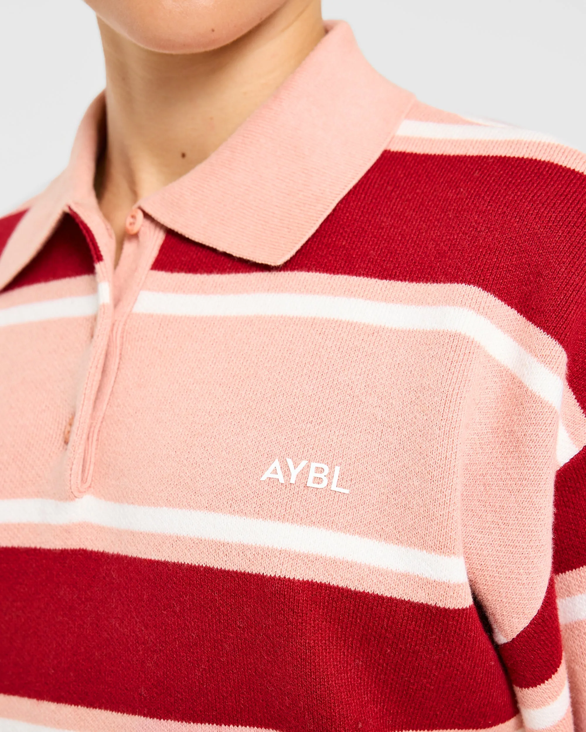 Signature Relaxed Knitted Polo - Burgundy/Pink sold by AYBL product image thumbnail 5