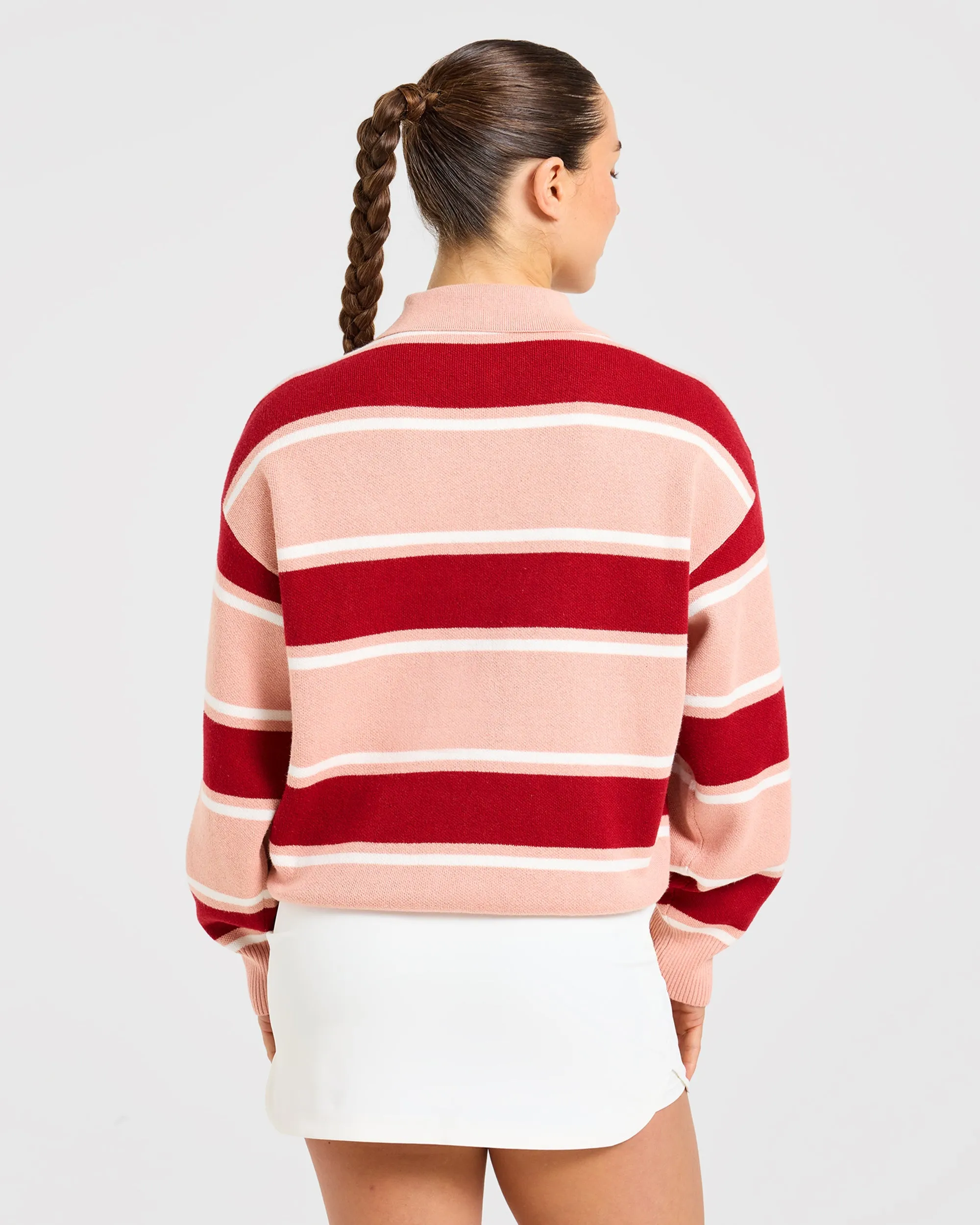 Signature Relaxed Knitted Polo - Burgundy/Pink sold by AYBL product image thumbnail 2