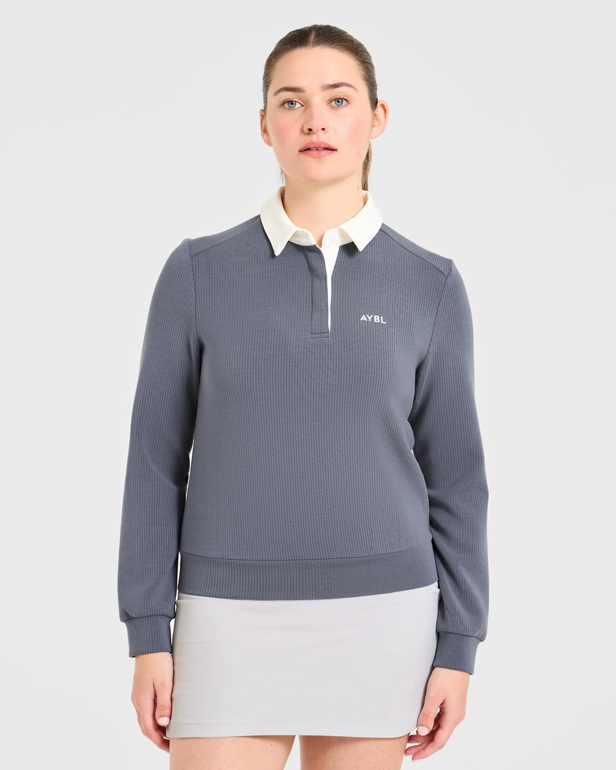 Signature Long Sleeve Polo - Steel Blue sold by AYBL