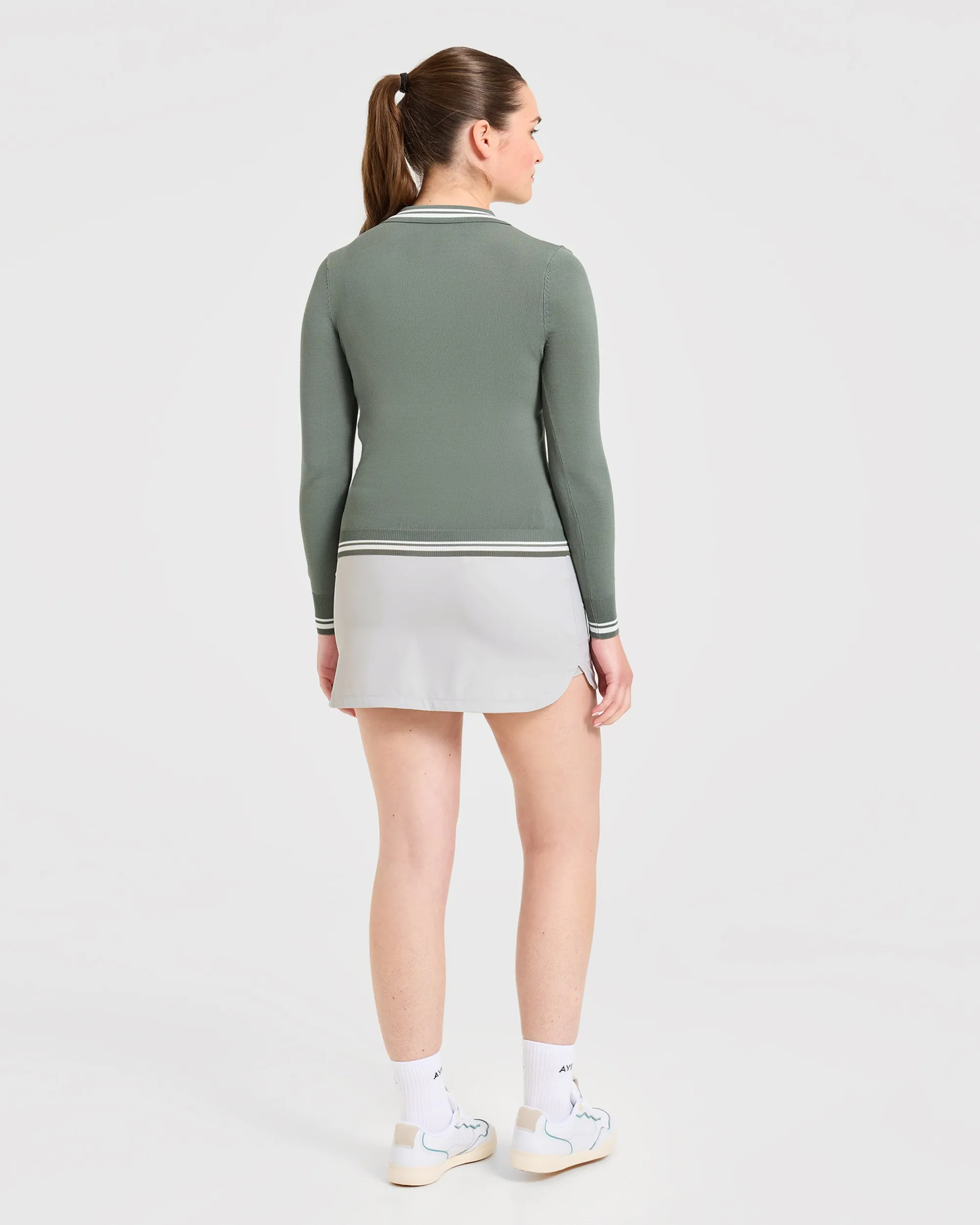 Classic Knitted Long Sleeve Polo - Hillside Green sold by AYBL product image thumbnail 4