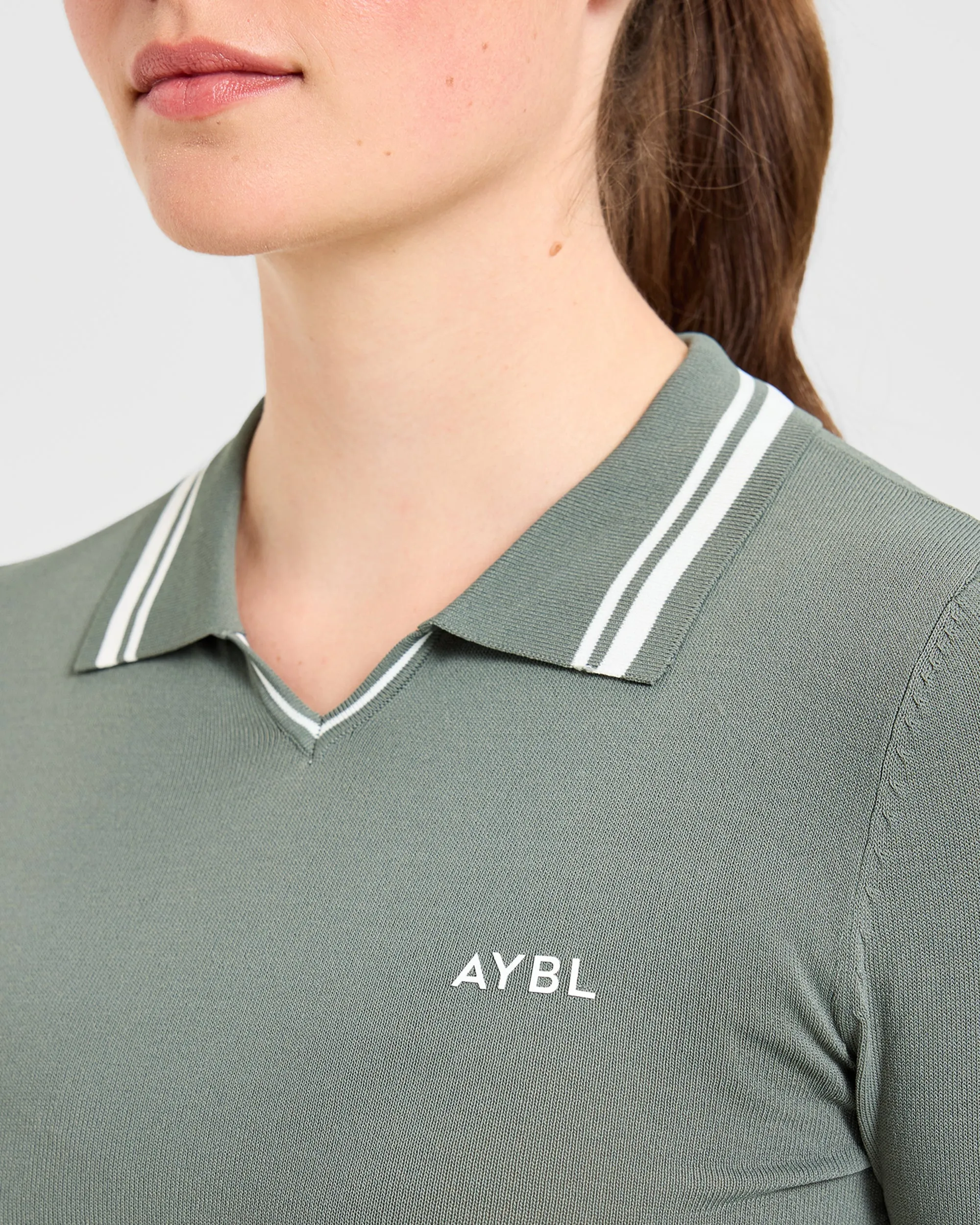 Classic Knitted Long Sleeve Polo - Hillside Green sold by AYBL product image thumbnail 5