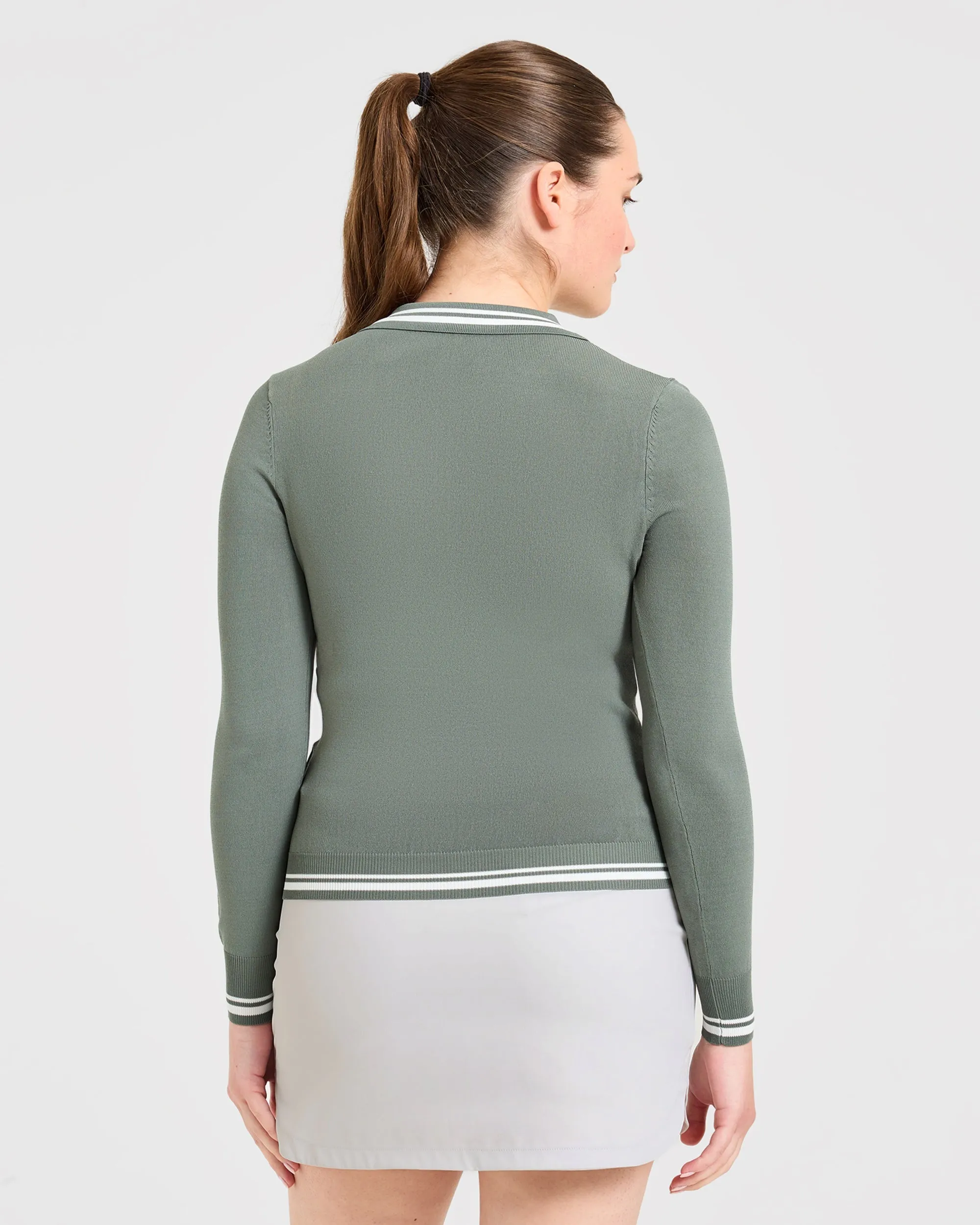 Classic Knitted Long Sleeve Polo - Hillside Green sold by AYBL product image thumbnail 2