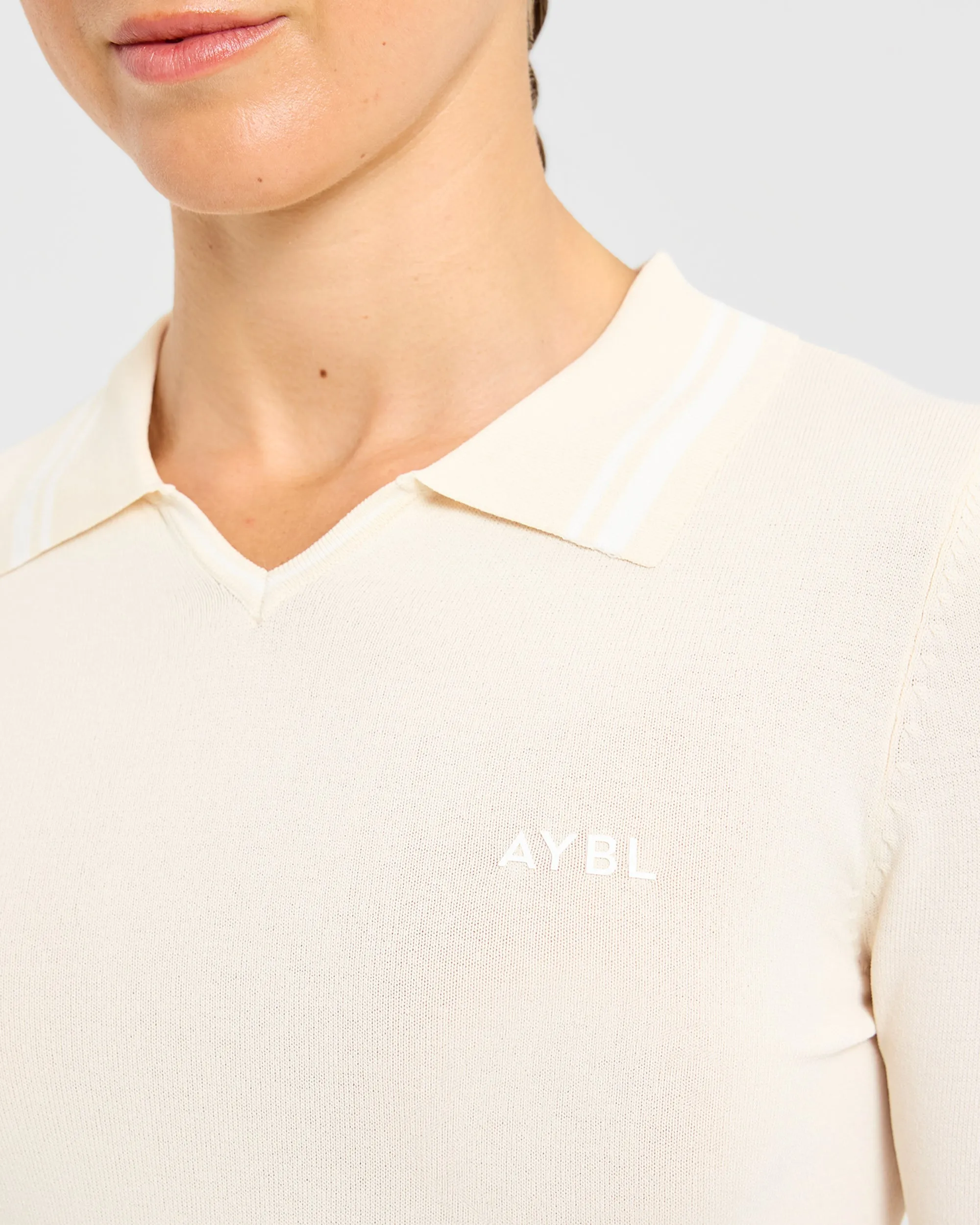 Classic Knitted Long Sleeve Polo - Beige sold by AYBL product image thumbnail 5