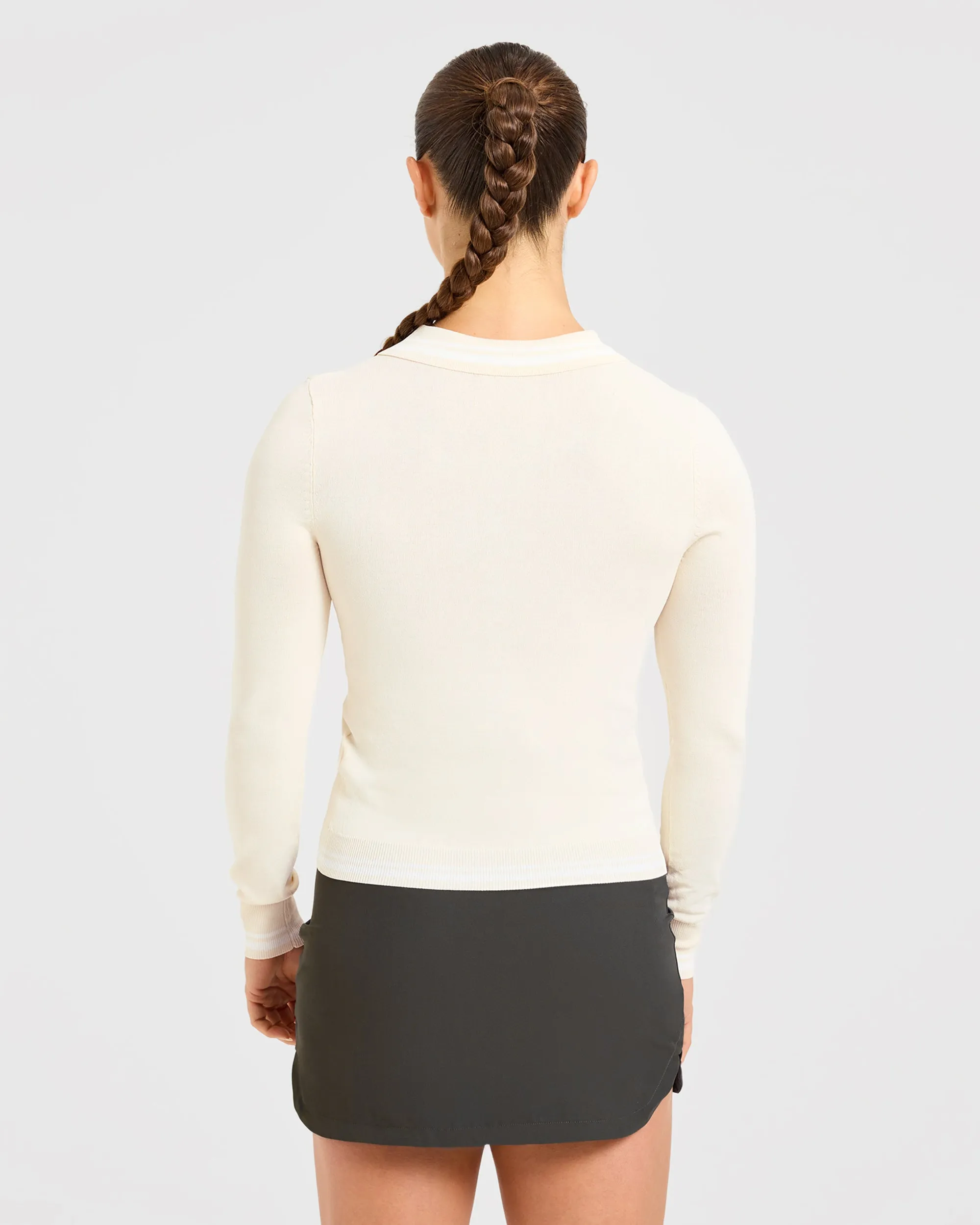 Classic Knitted Long Sleeve Polo - Beige sold by AYBL product image thumbnail 2