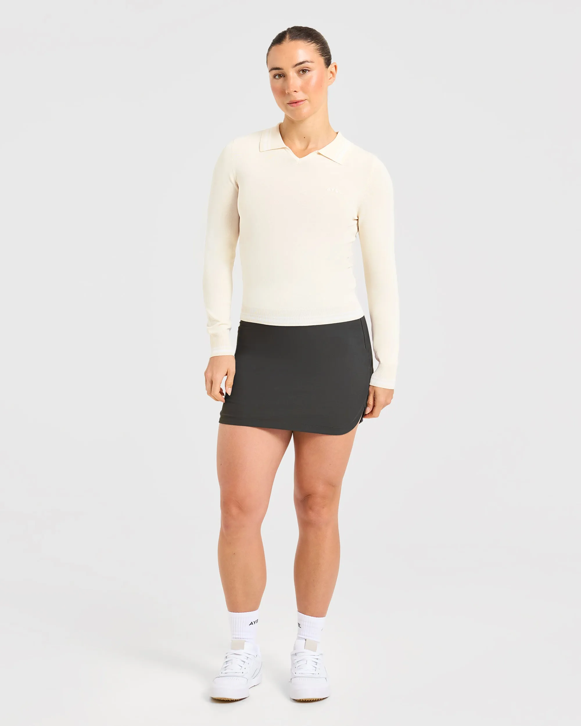 Classic Knitted Long Sleeve Polo - Beige sold by AYBL product image thumbnail 3