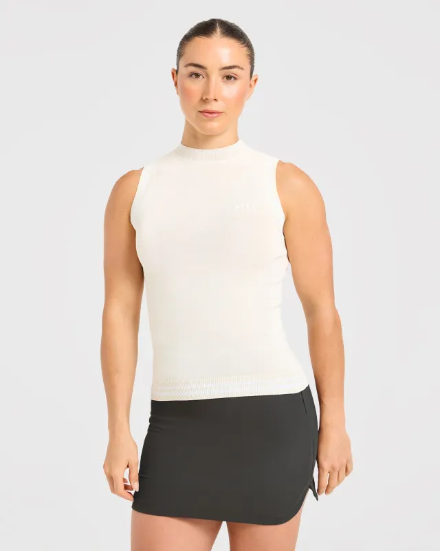Classic Knitted High Neck Vest - Beige made by AYBL