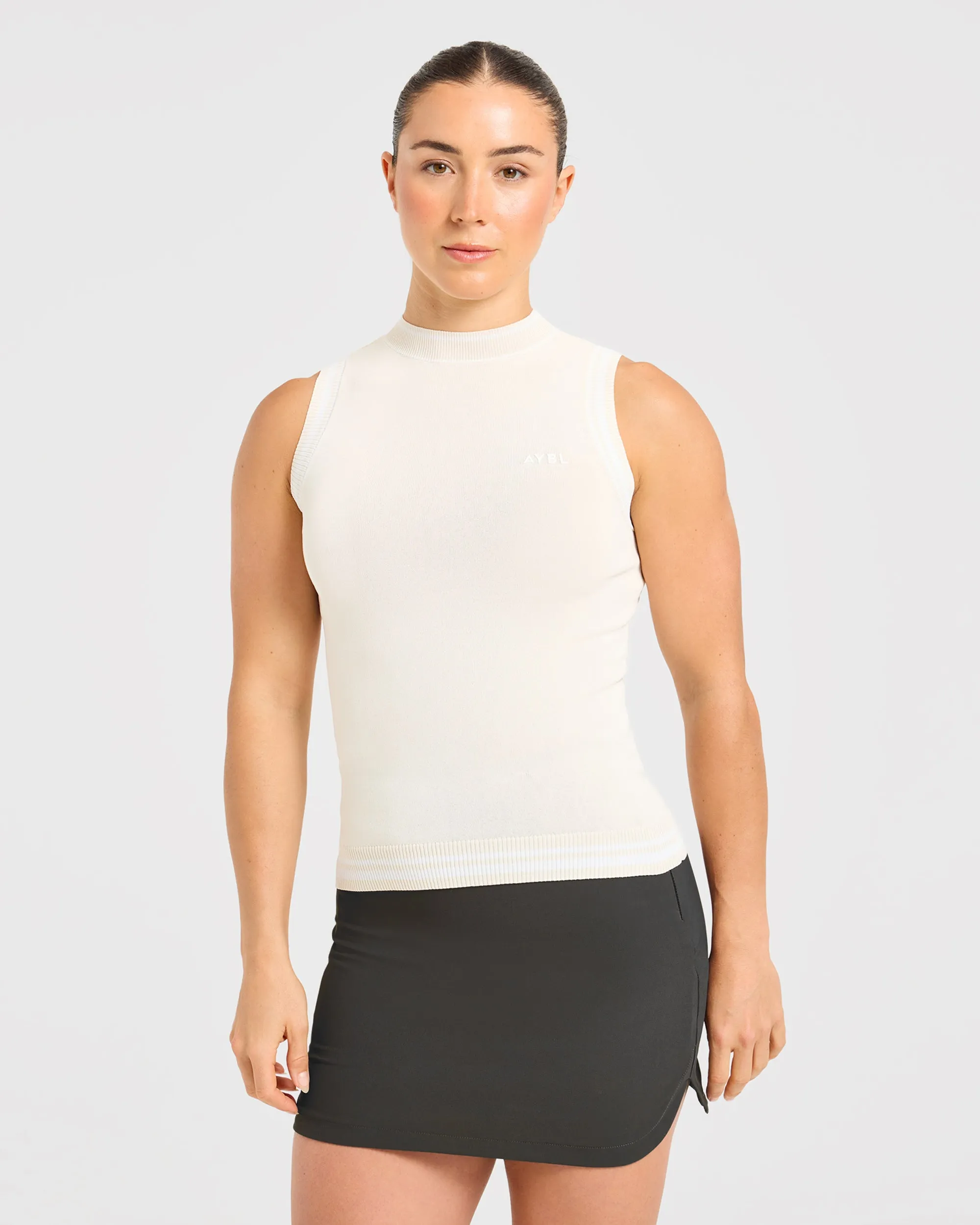 Classic Knitted High Neck Vest - Beige sold by AYBL