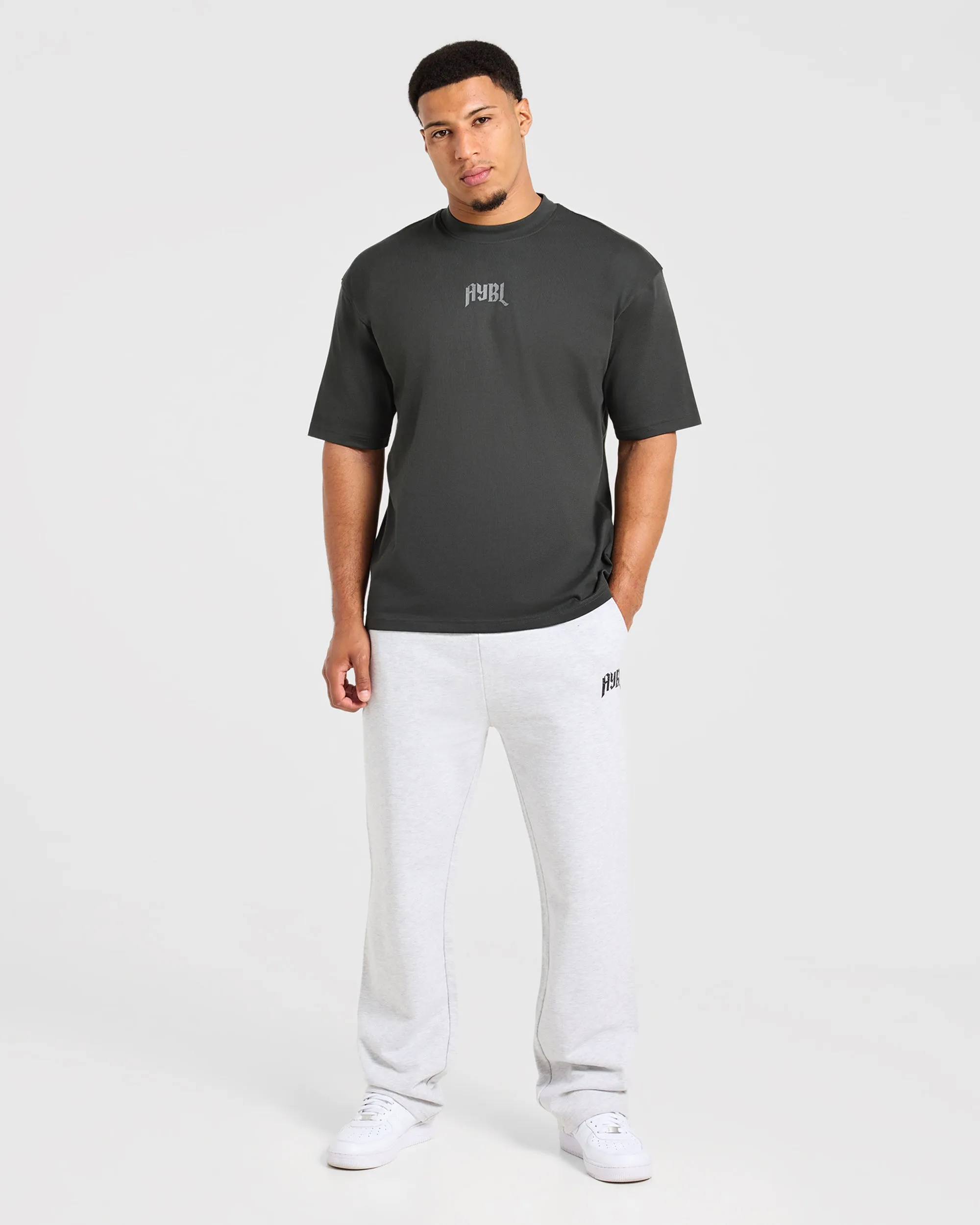 Heavy Lifting Gothic Oversized Straight Leg Joggers - Grey Marl sold by AYBL product image thumbnail 3