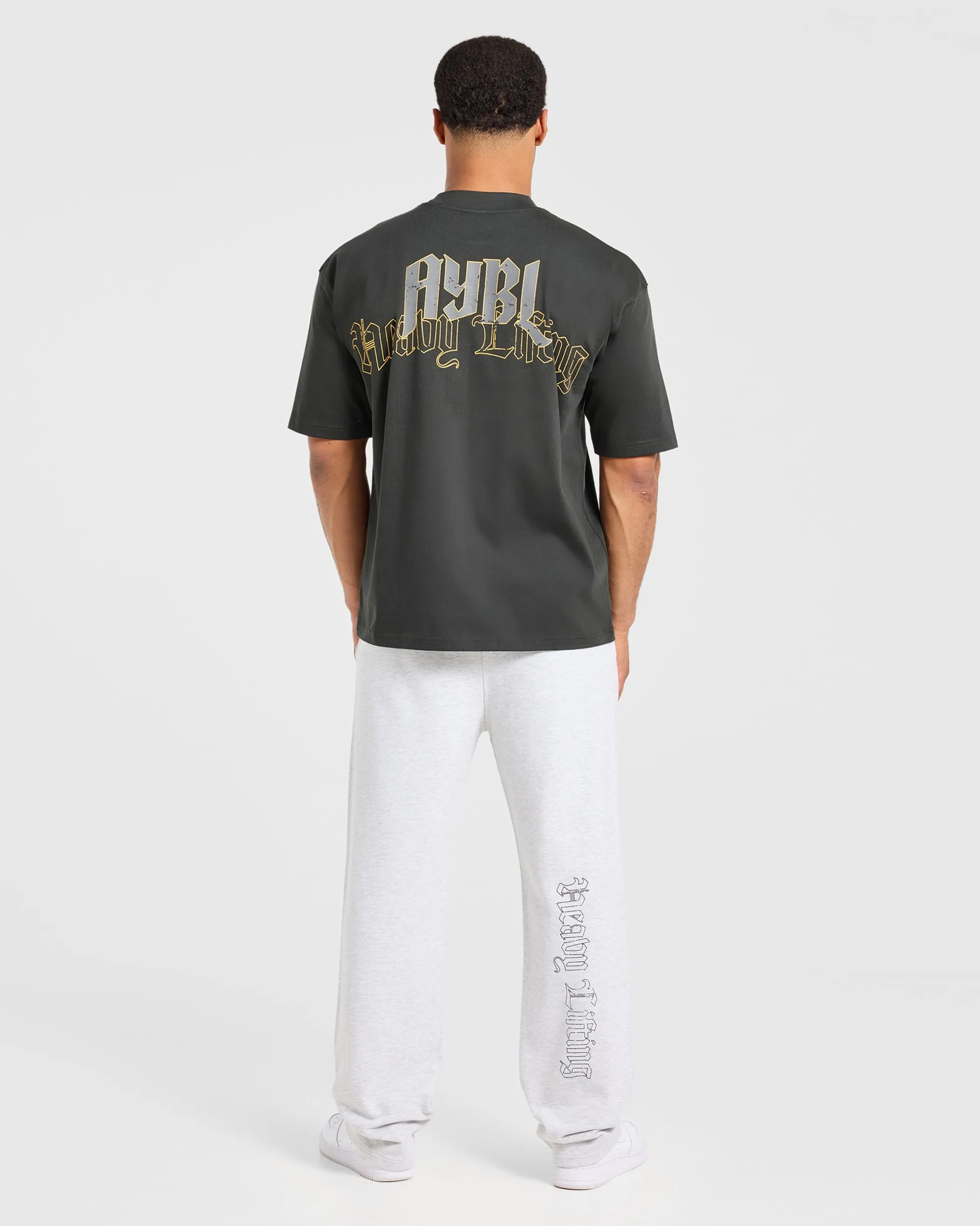 Heavy Lifting Gothic Oversized Straight Leg Joggers - Grey Marl sold by AYBL product image thumbnail 4