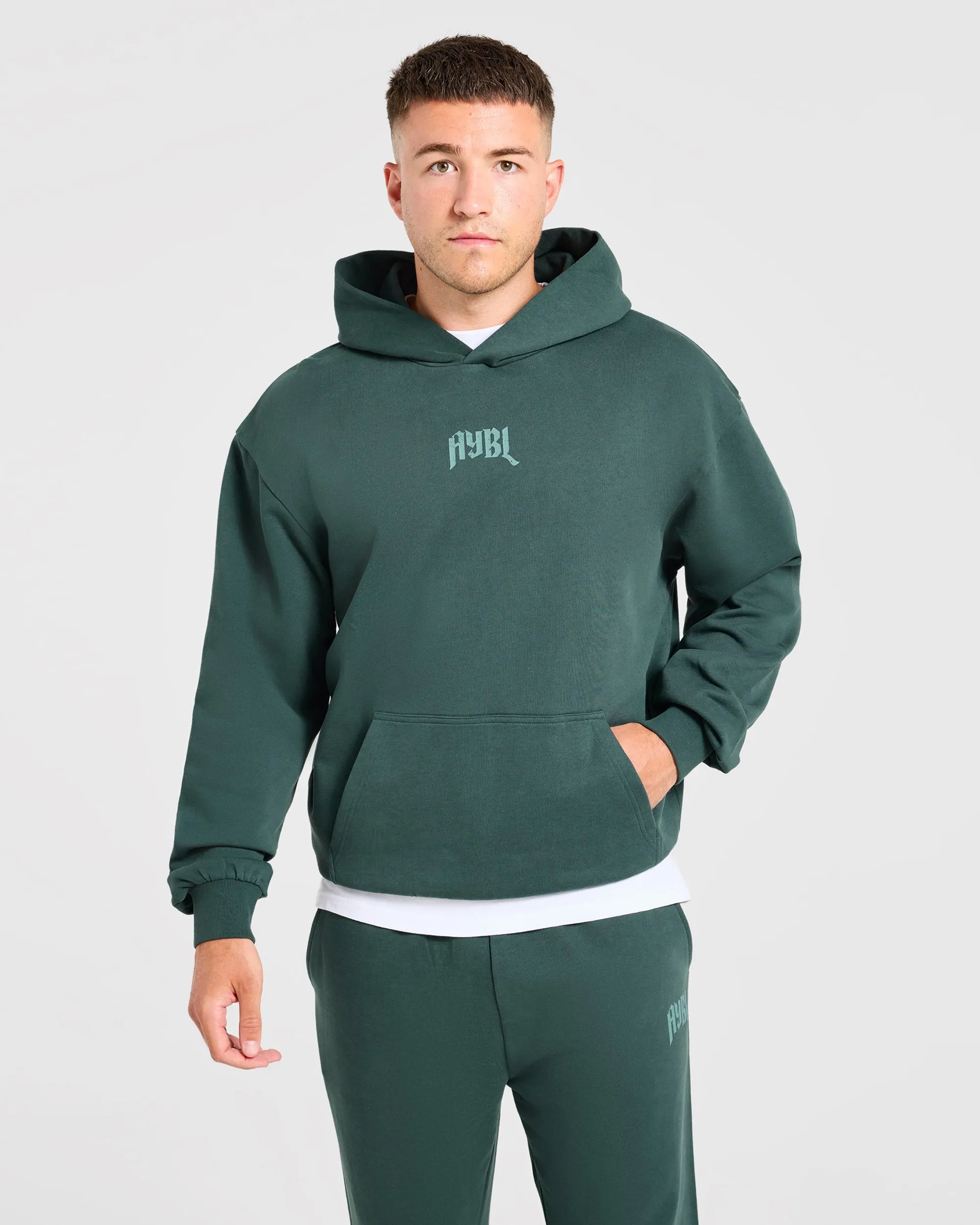 Heavy Lifting Gothic Oversized Hoodie - Midnight Teal sold by AYBL product image thumbnail 2