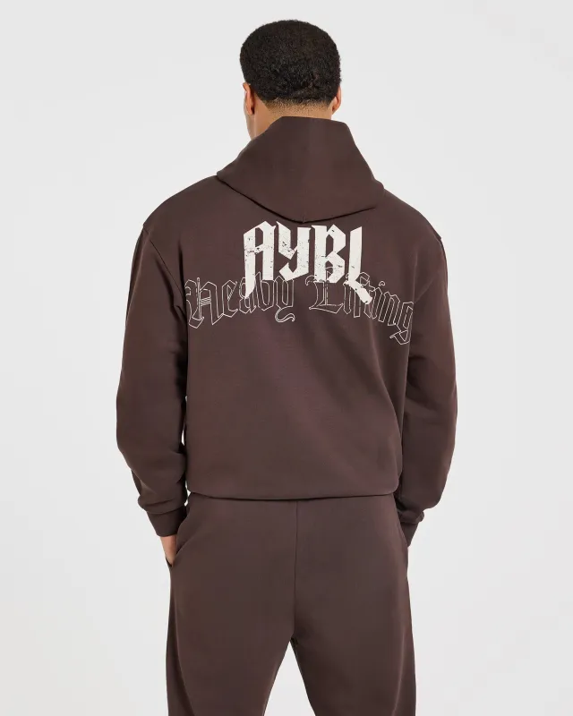 Heavy Lifting Gothic Oversized Hoodie - Brown/Cream made by AYBL