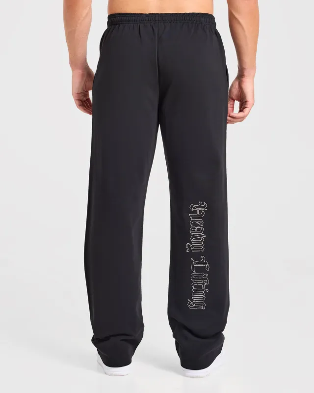 Heavy Lifting Gothic Oversized Straight Leg Joggers - Black/White made by AYBL