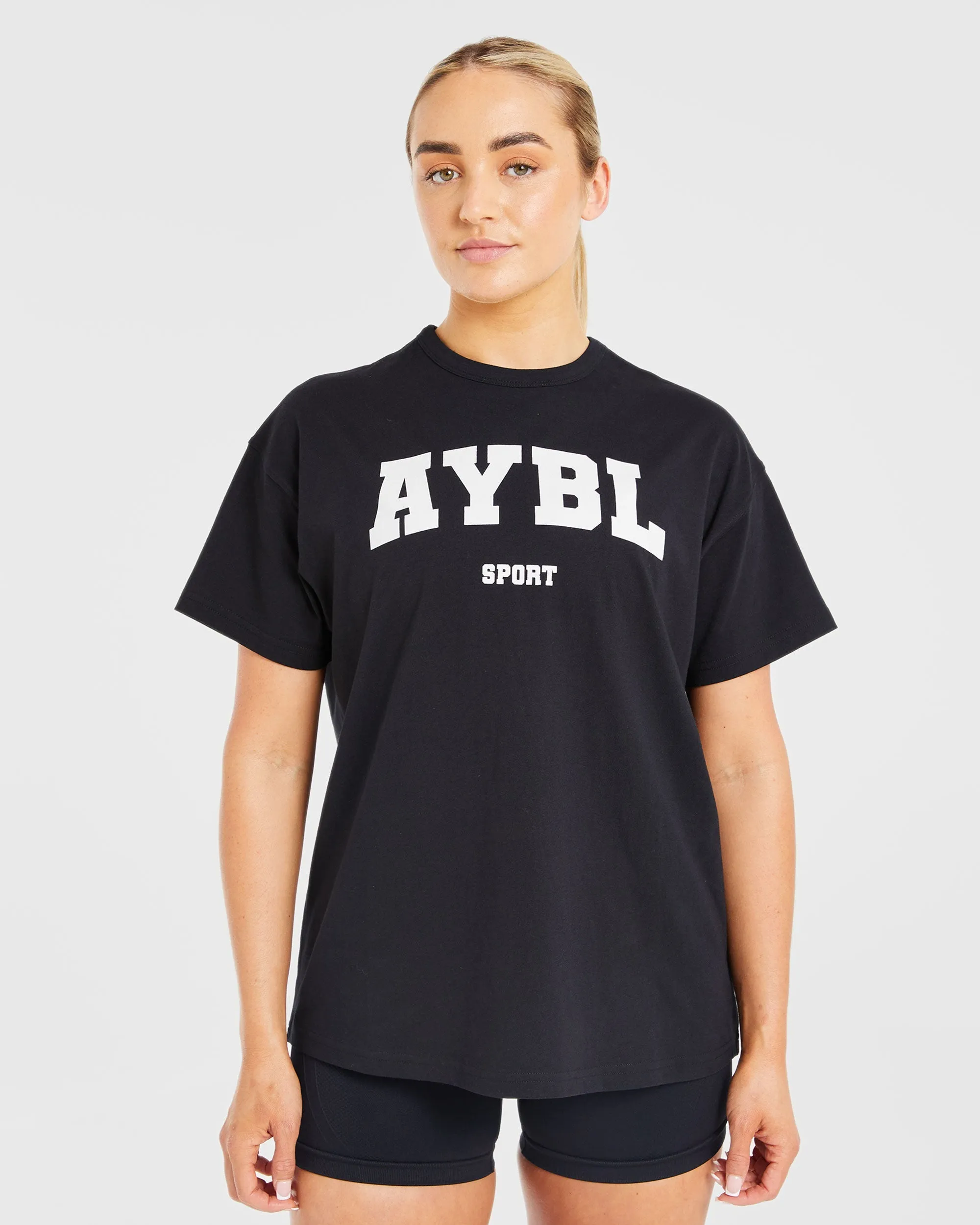 Classic Varsity Oversized T Shirt - Black sold by AYBL