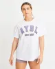 Varsity Oversized T Shirt - White/Purple sold by AYBL
