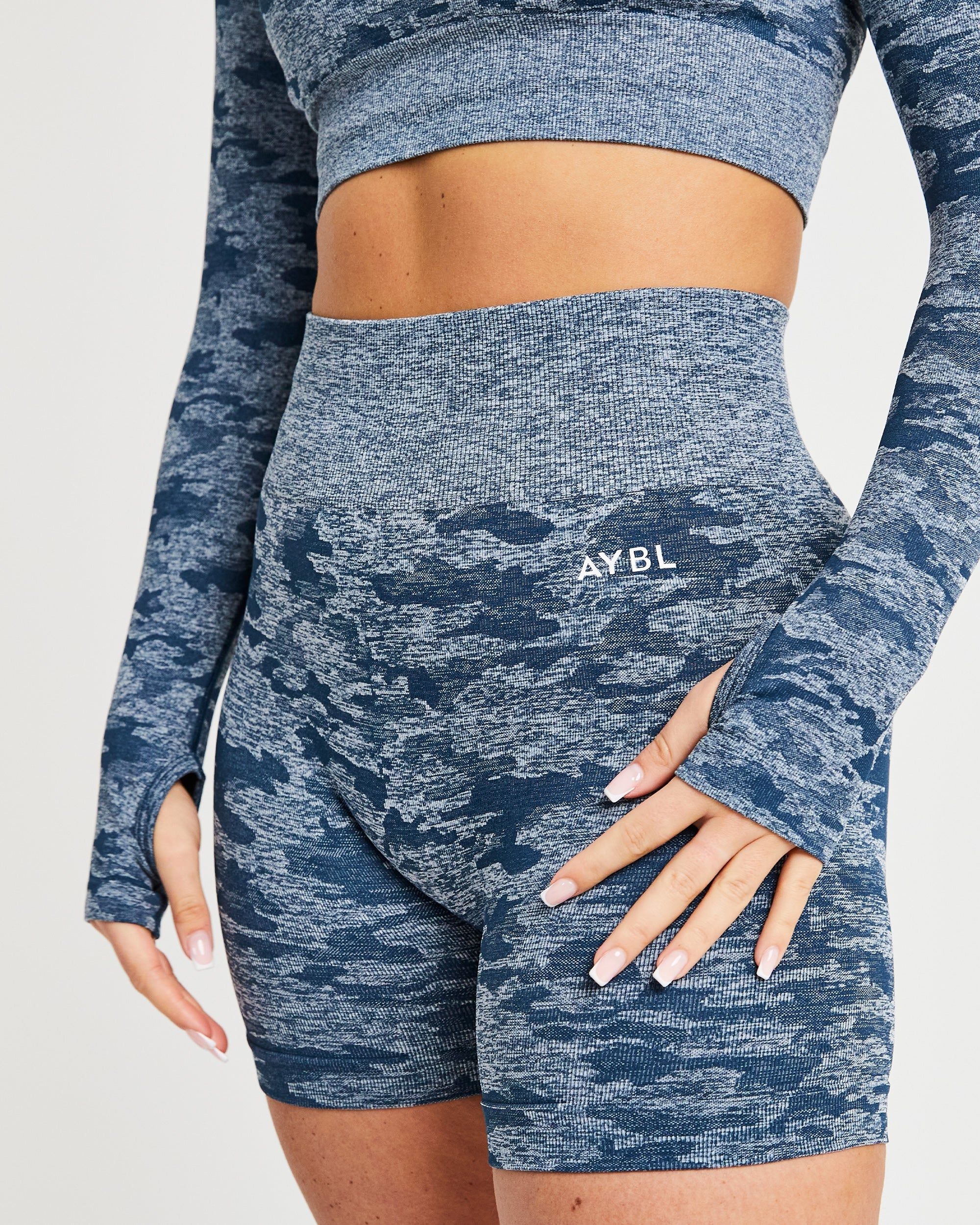 Evolve Camo Seamless Long Sleeve Crop Top - Teal sold by AYBL product image thumbnail 8