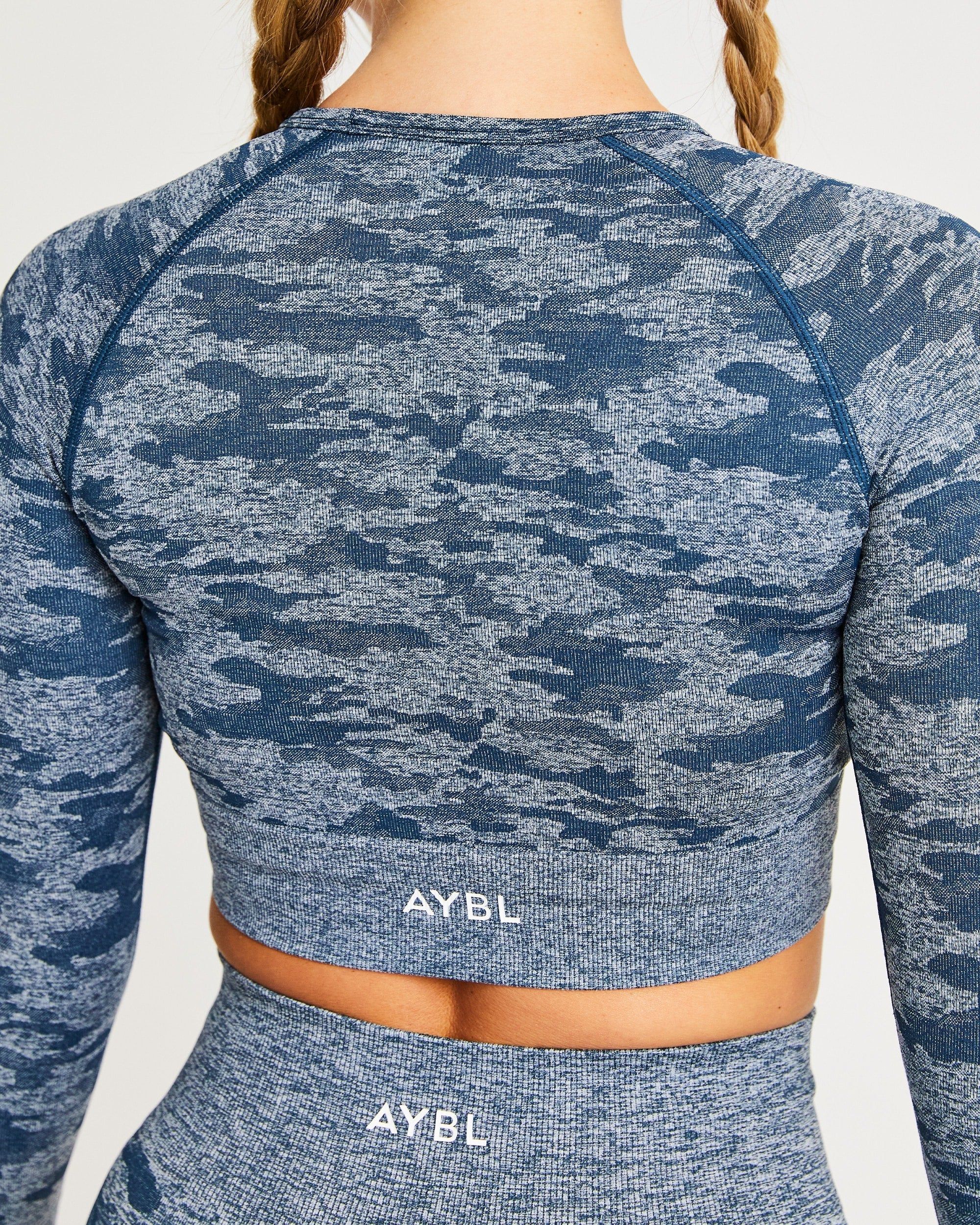 Evolve Camo Seamless Long Sleeve Crop Top - Teal sold by AYBL product image thumbnail 6