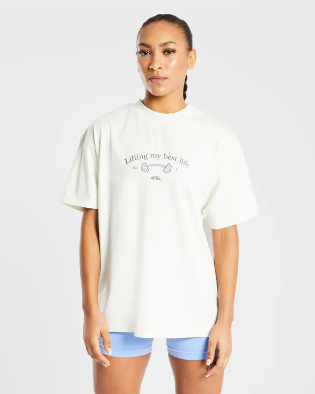 Lifting My Best Life Oversized T Shirt - Off White sold by AYBL