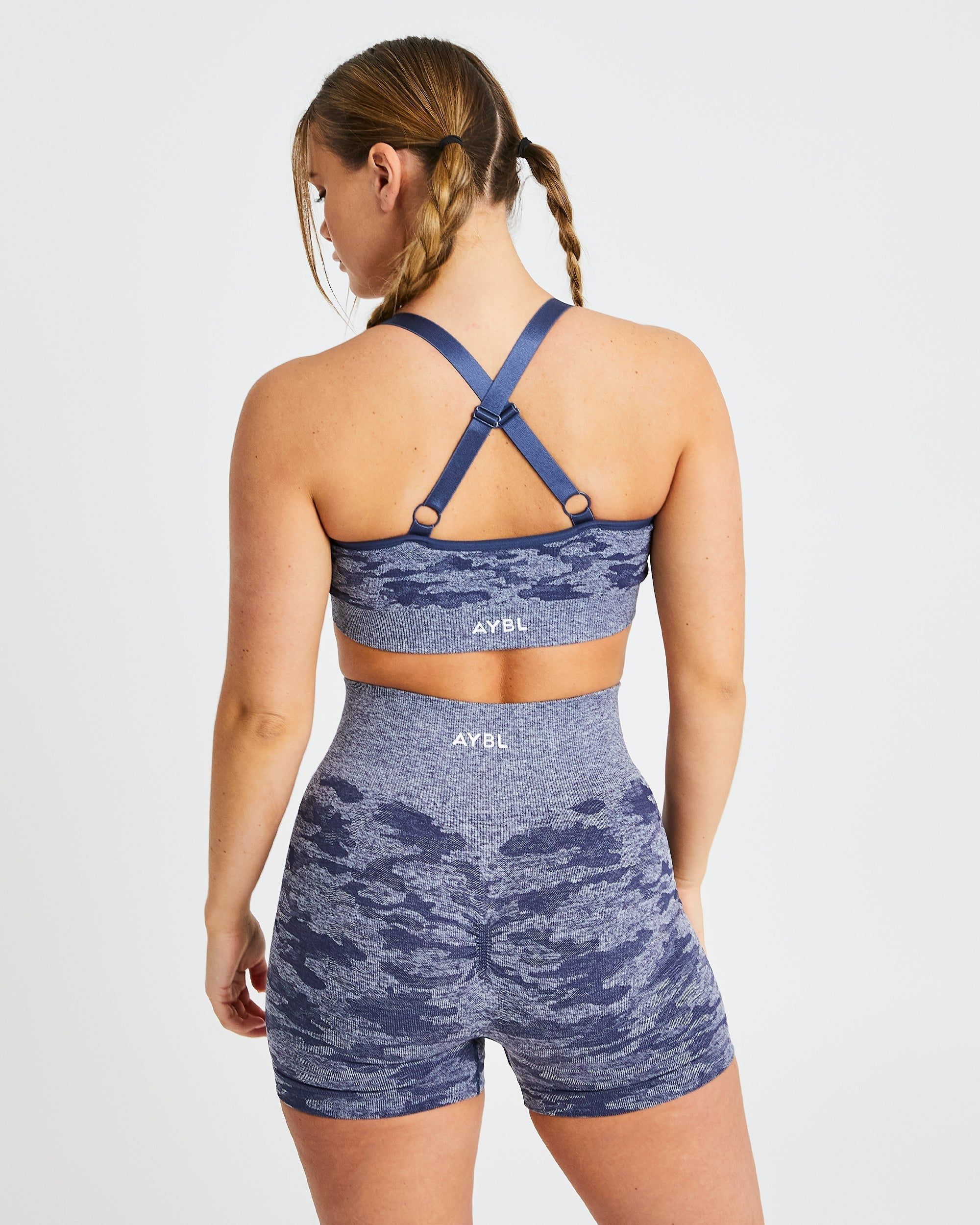 Evolve Camo Seamless Sports Bra - Navy sold by AYBL product image thumbnail 2