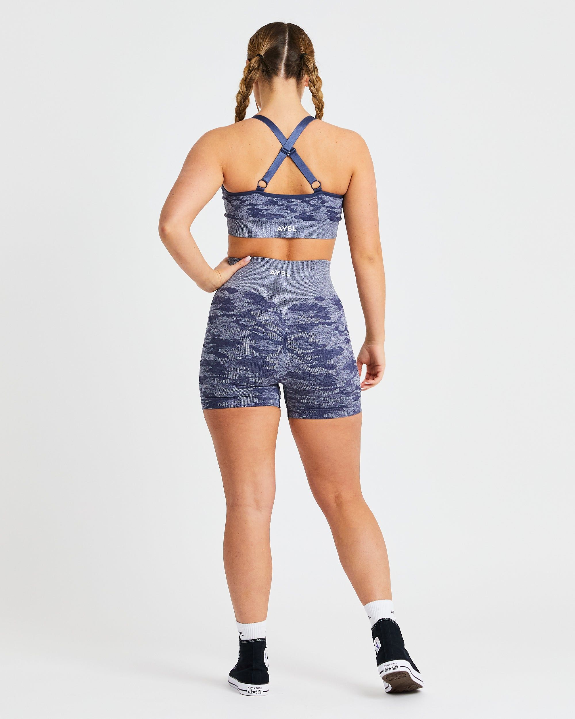 Evolve Camo Seamless Sports Bra - Navy sold by AYBL product image thumbnail 4