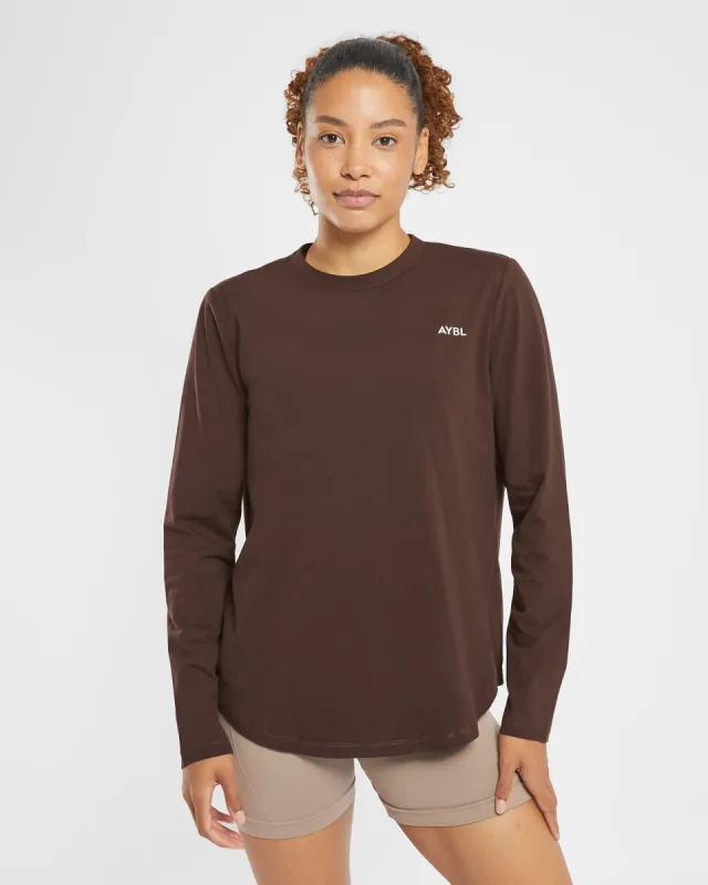 Everyday Relaxed Long Sleeve T Shirt - Brown sold by AYBL