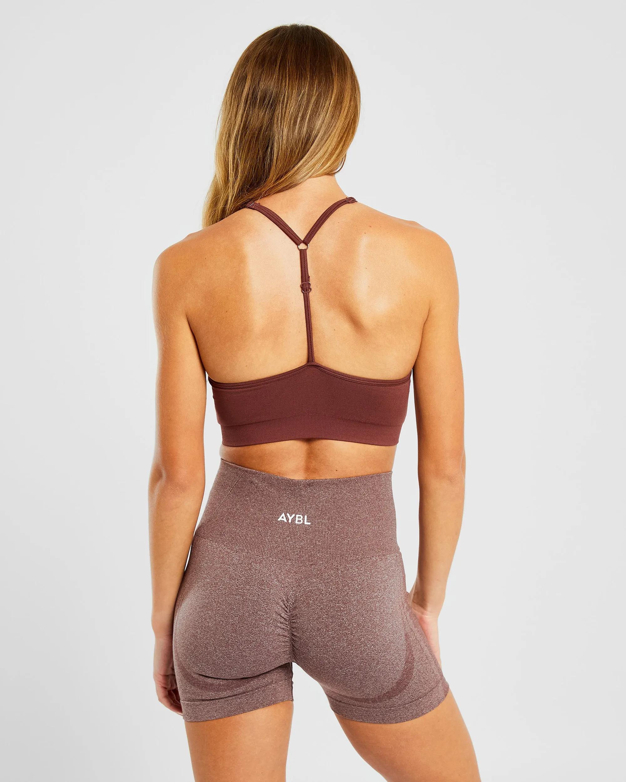 Essential Seamless V Neck Sports Bra - Cherry Brown sold by AYBL product image thumbnail 2