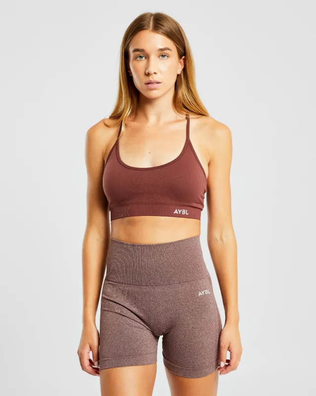 Essential Seamless V Neck Sports Bra - Cherry Brown sold by AYBL