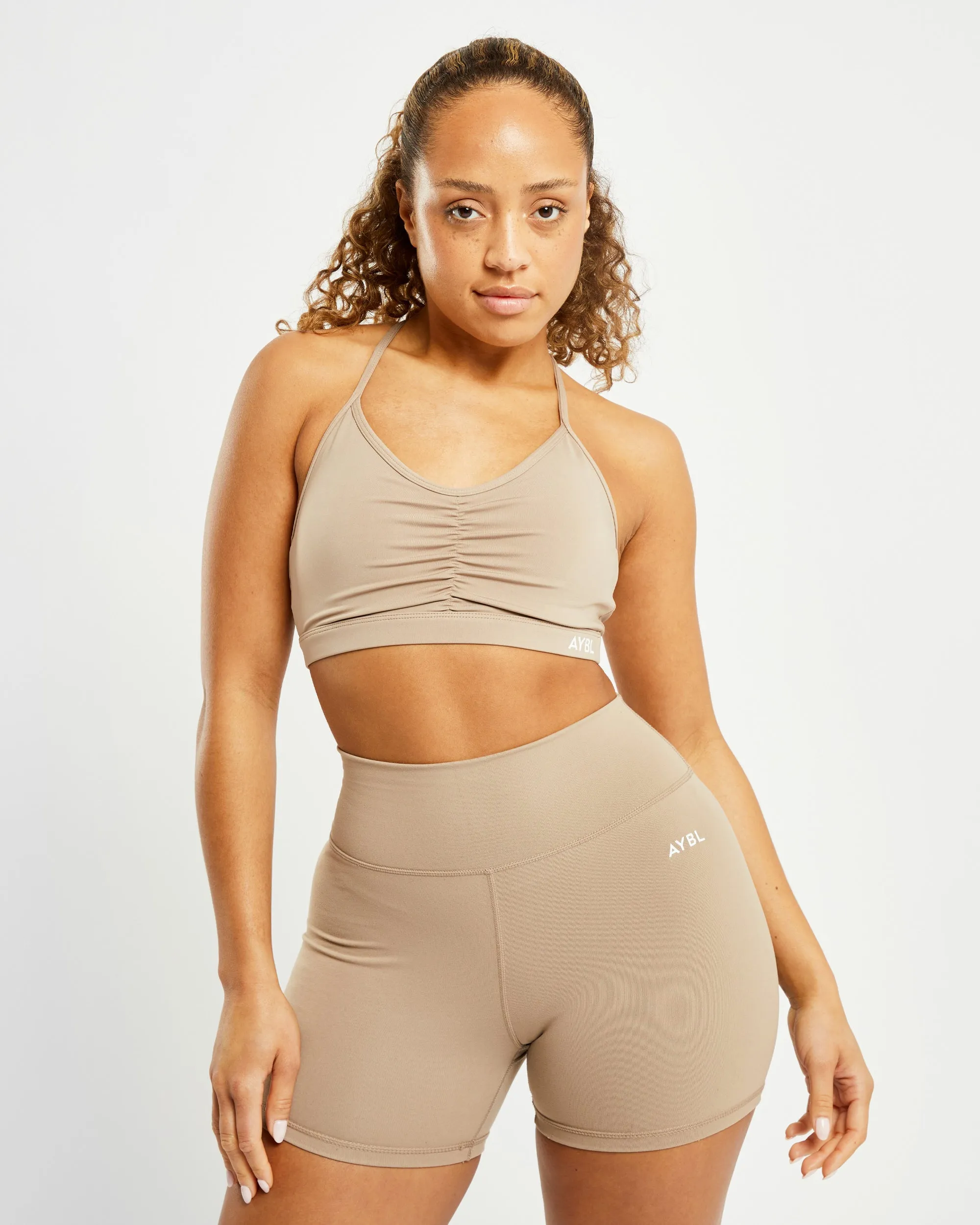 Essential Ruched Sports Bra - Mocha sold by AYBL