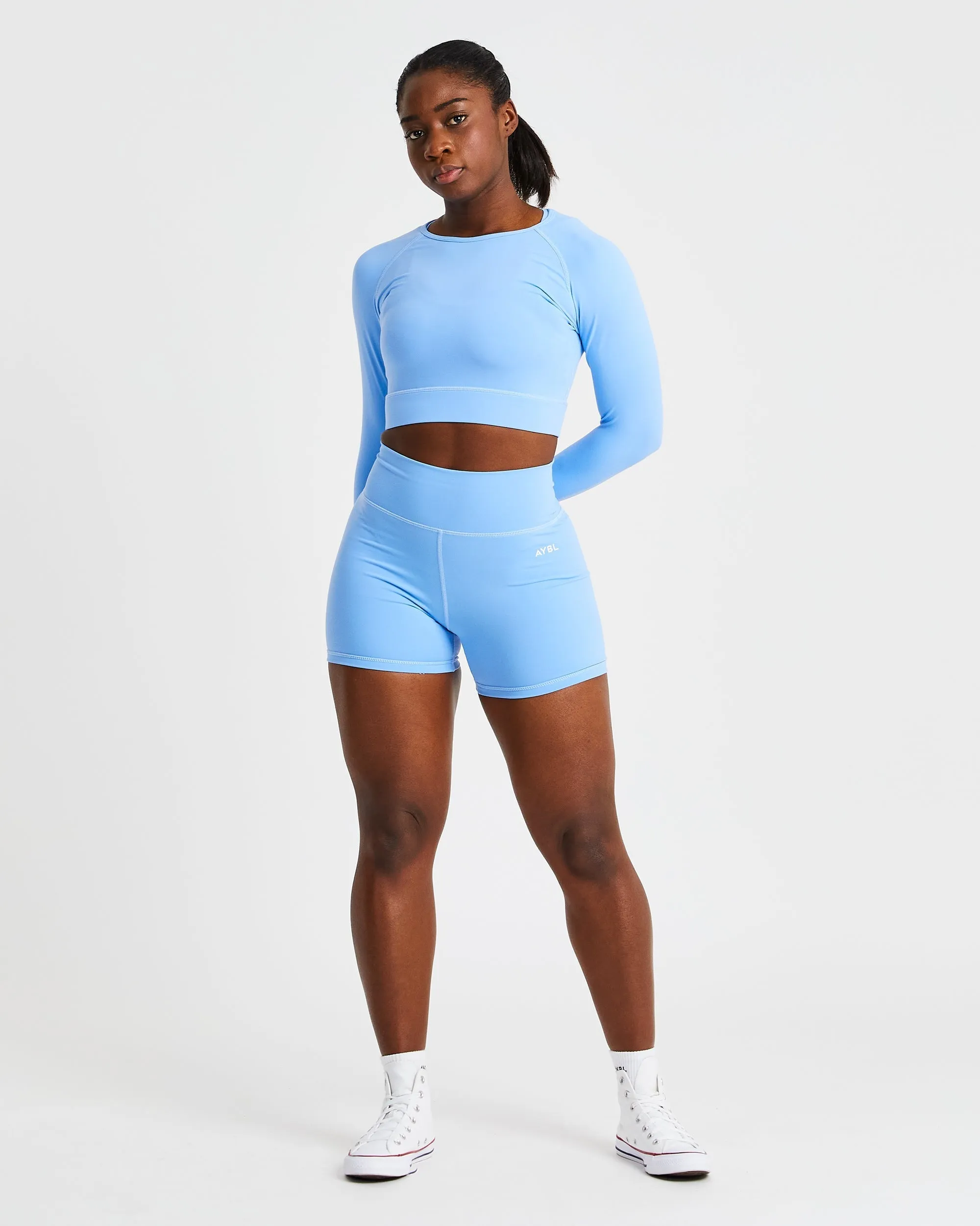 Core Long Sleeve Crop Top - Placid Blue sold by AYBL product image thumbnail 3