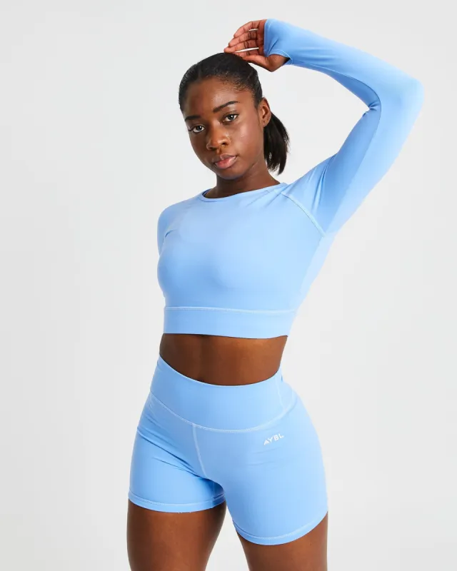 Core Long Sleeve Crop Top - Placid Blue sold by AYBL